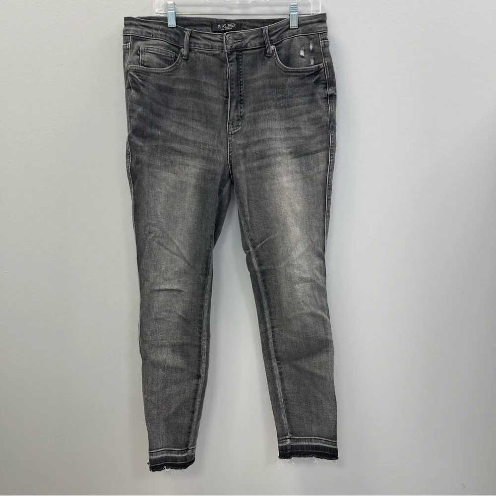 Judy Blue High Waist Tummy Control Release Hem Skinny Jeans in Black - 15 / 32 - Picture 2 of 7